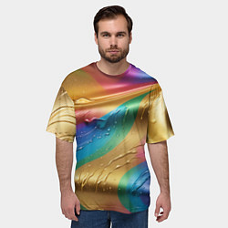 Футболка оверсайз мужская Жидкий радужный металл, цвет: 3D-принт — фото 2