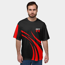 Футболка оверсайз мужская GTR Nissan - Carbon and red, цвет: 3D-принт — фото 2