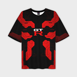 Мужская футболка оверсайз Nissan GTR - Cyber red