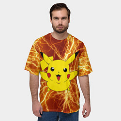 Футболка оверсайз мужская Pikachu yellow lightning, цвет: 3D-принт — фото 2