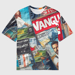 Футболка оверсайз мужская Vanguard collage - ai art patchwork, цвет: 3D-принт