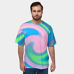 Футболка оверсайз мужская Абстрактный разноцветный круговорот, цвет: 3D-принт — фото 2