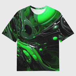 Футболка оверсайз мужская Green dark abstract geometry style, цвет: 3D-принт