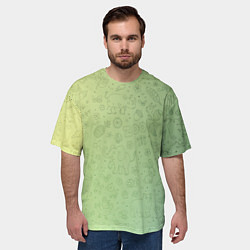 Футболка оверсайз мужская Соцсети зеленый фон, цвет: 3D-принт — фото 2