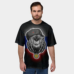 Футболка оверсайз мужская Медведь с символикой РФ, цвет: 3D-принт — фото 2