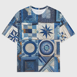 Мужская футболка оверсайз Denim patchwork - ai art