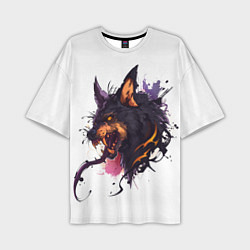Мужская футболка оверсайз Демонический волк