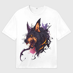 Футболка оверсайз мужская Демонический волк, цвет: 3D-принт