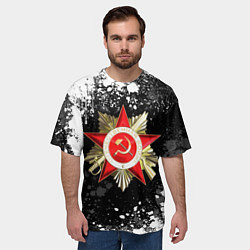 Футболка оверсайз мужская Орден великой отечественной - брызги белые, цвет: 3D-принт — фото 2