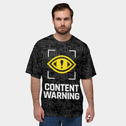 Футболка оверсайз мужская Content Warning граффити, цвет: 3D-принт — фото 2