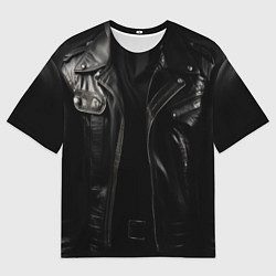 Футболка оверсайз мужская Косуха терминатора чёрная, цвет: 3D-принт