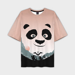 Мужская футболка оверсайз Силуэт кунг фу панда