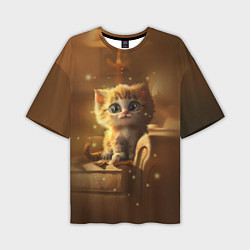Мужская футболка оверсайз Теплый котик