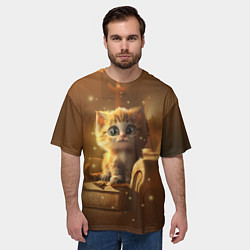 Футболка оверсайз мужская Теплый котик, цвет: 3D-принт — фото 2