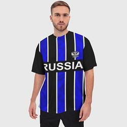 Футболка оверсайз мужская Россия- черно-синяя униформа, цвет: 3D-принт — фото 2