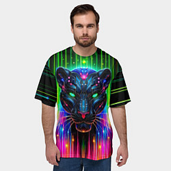 Футболка оверсайз мужская Неоновая цифровая пантера, цвет: 3D-принт — фото 2