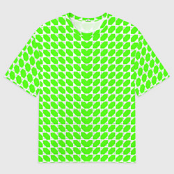 Футболка оверсайз мужская Зелёные лепестки шестиугольники, цвет: 3D-принт
