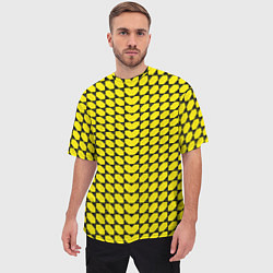 Футболка оверсайз мужская Жёлтые лепестки шестиугольники, цвет: 3D-принт — фото 2