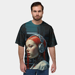 Футболка оверсайз мужская Рыжая девушка-киборг, цвет: 3D-принт — фото 2