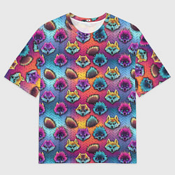 Мужская футболка оверсайз Furry color anime faces