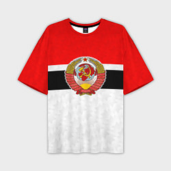 Футболка оверсайз мужская Герб СССР - ретро цвета, цвет: 3D-принт
