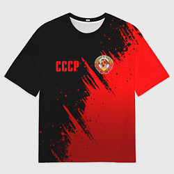 Футболка оверсайз мужская СССР - черно-красный, цвет: 3D-принт