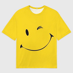 Мужская футболка оверсайз Смайл желтый