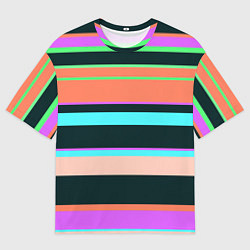 Футболка оверсайз мужская Цветные разные полосы, цвет: 3D-принт