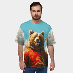 Футболка оверсайз мужская Медведь с гербом СССР, цвет: 3D-принт — фото 2