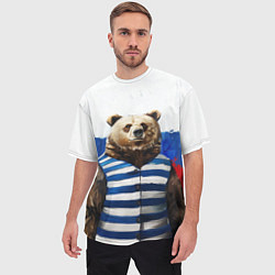 Футболка оверсайз мужская Медведь и флаг России, цвет: 3D-принт — фото 2