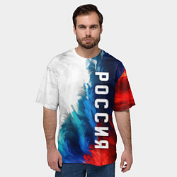 Футболка оверсайз мужская Россия триколор флаг, цвет: 3D-принт — фото 2