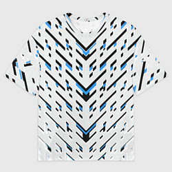 Футболка оверсайз мужская Black and blue stripes on a white background, цвет: 3D-принт