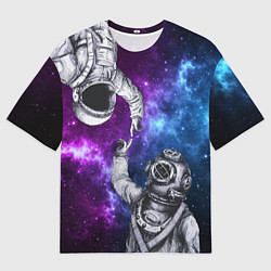 Мужская футболка оверсайз Сотворение космонавт и водолаз
