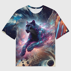 Мужская футболка оверсайз Космическая пантера - нейросеть