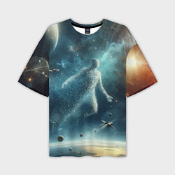 Мужская футболка оверсайз Человек и космос - нейросеть