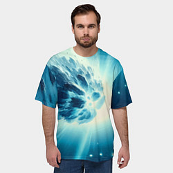 Футболка оверсайз мужская Неоновая комета - нейросеть, цвет: 3D-принт — фото 2