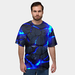 Футболка оверсайз мужская Синее ледяное свечение, цвет: 3D-принт — фото 2