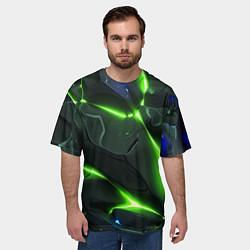 Футболка оверсайз мужская Яркий неоновый свет из разлома плит, цвет: 3D-принт — фото 2