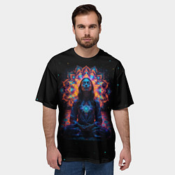 Футболка оверсайз мужская Медитация девушки на фоне мандалы в космосе, цвет: 3D-принт — фото 2