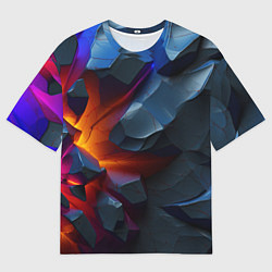 Футболка оверсайз мужская Объемные камни в разломе, цвет: 3D-принт
