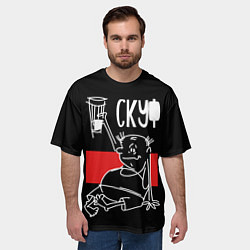 Футболка оверсайз мужская Скуф поднимает тост, цвет: 3D-принт — фото 2