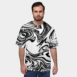 Футболка оверсайз мужская Абстрактная черно-белая, цвет: 3D-принт — фото 2