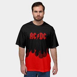 Футболка оверсайз мужская AC DC fire rock steel, цвет: 3D-принт — фото 2