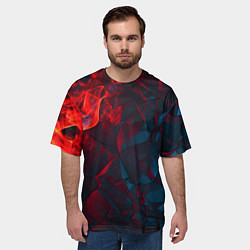 Футболка оверсайз мужская Темная абстракция с разломом красных плит, цвет: 3D-принт — фото 2