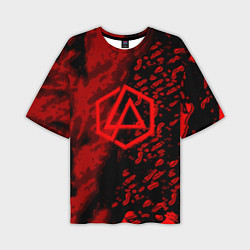 Мужская футболка оверсайз Linkin park red logo