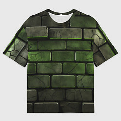 Футболка оверсайз мужская Зеленые неоновые кирпичи, цвет: 3D-принт