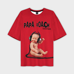 Мужская футболка оверсайз Papa Roach - baby with headphones