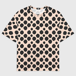 Футболка оверсайз мужская Гороховый тренд черный на кремовом, цвет: 3D-принт