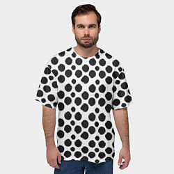 Футболка оверсайз мужская Гороховый тренд черный на белом фоне, цвет: 3D-принт — фото 2