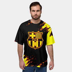 Футболка оверсайз мужская Barcelona огненные краски лого, цвет: 3D-принт — фото 2